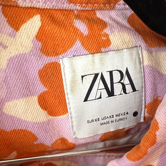 Zara Orange and Pink Floral Button-Up and shorts set - Picture 2 of 3